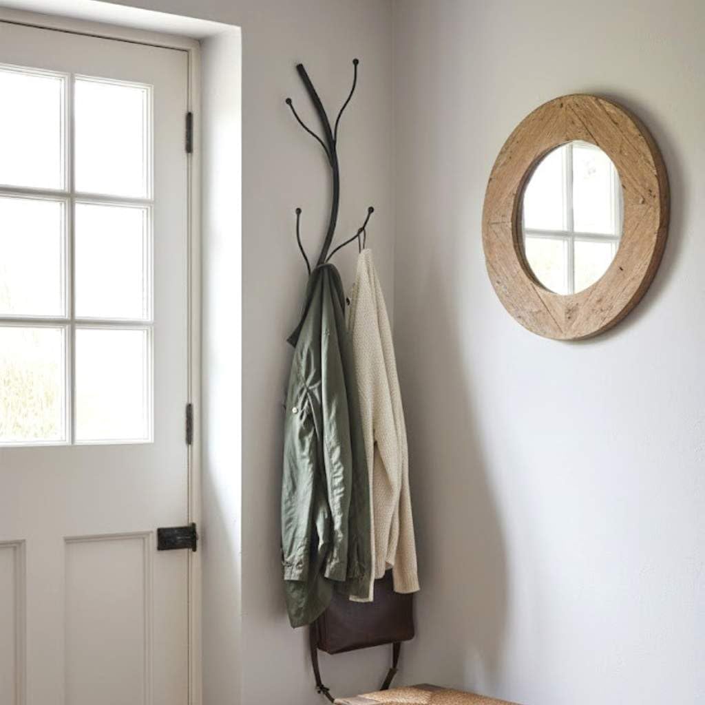 DanDiBo Wandgarderobe Schwarz Metall 93861 Flora Garderobe Wand Garderobenhaken Flurgarderobe Kleide