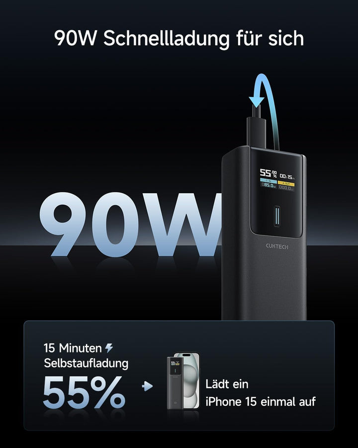CUKTECH 10 100W Powerbank 10000mAh, Power Bank mit Digitales Display, externer Handyakku für iPhone