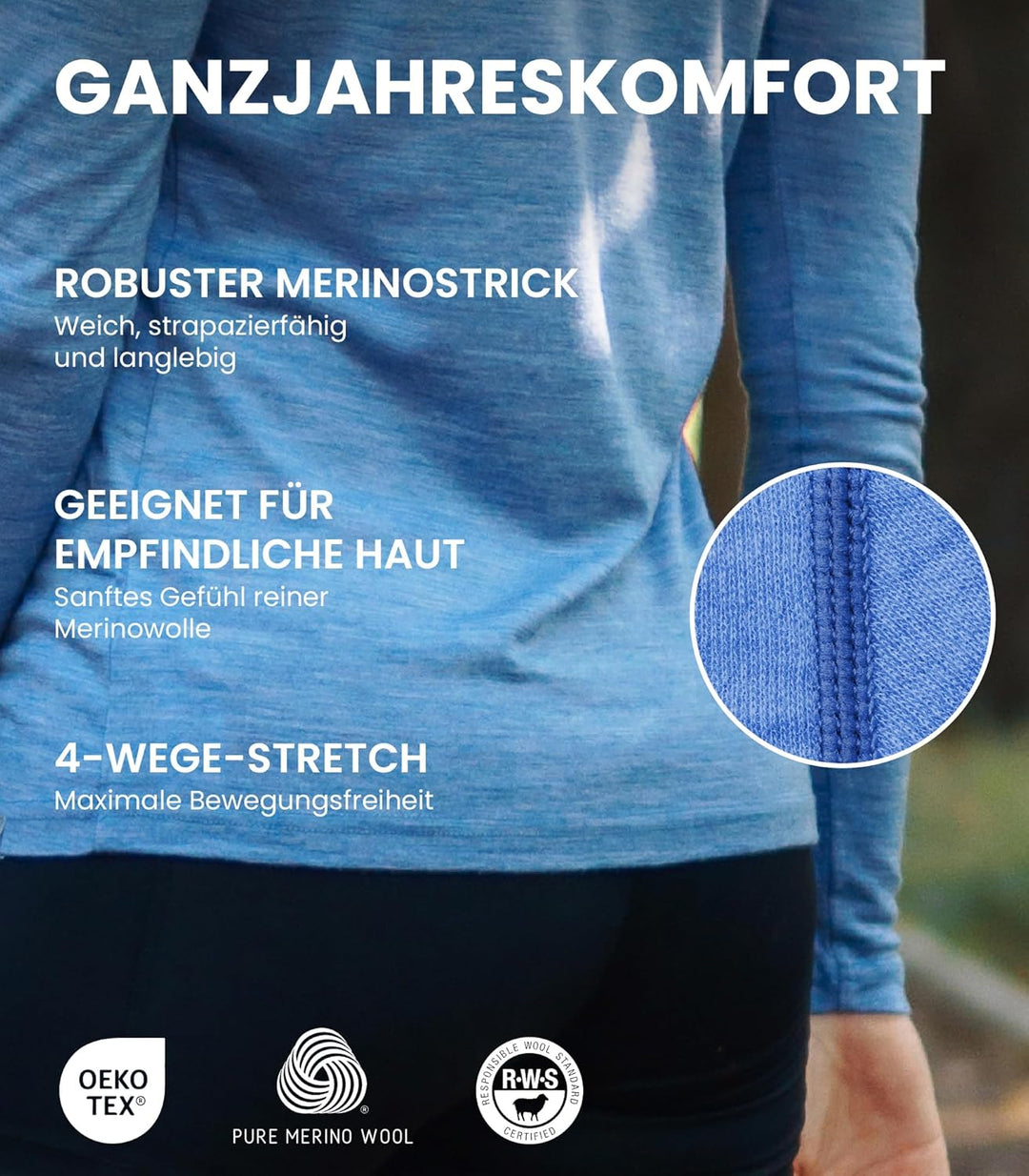Merino.tech 100% Merino Unterwäsche Damen Set - Leicht, Mittelgewicht, Funktionsunterwäsche Merinowo