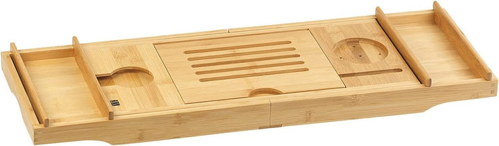 BadeStern Badewannenablage: Verstellbare Badewannen-Ablage & Bett-Tablett, Bambusholz, 75-109 cm (Ba