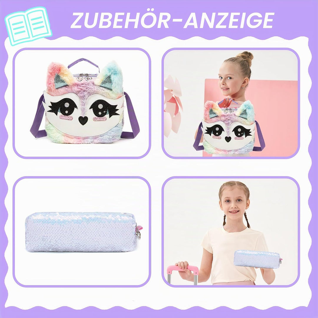 HTgroce Schulranzen Trolley Mädchen 7 Jahre Kinder Schulranzen Mit Rollen Kinderrucksack mit 2 Rolle