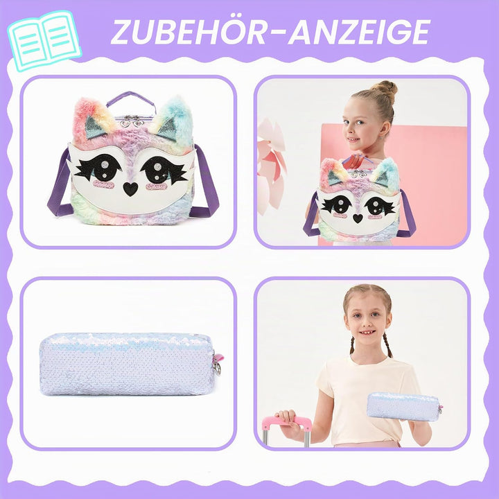 HTgroce Schulranzen Trolley Mädchen 7 Jahre Kinder Schulranzen Mit Rollen Kinderrucksack mit 2 Rolle