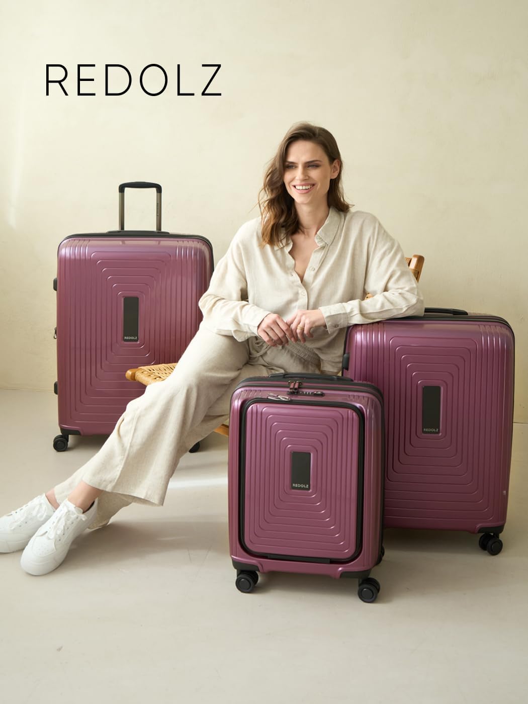 REDOLZ sehr grosser Hartschalen L+ Trolley | 52 x 34 x 77 cm | mit Dehnfalte von 123 auf 140 Liter e