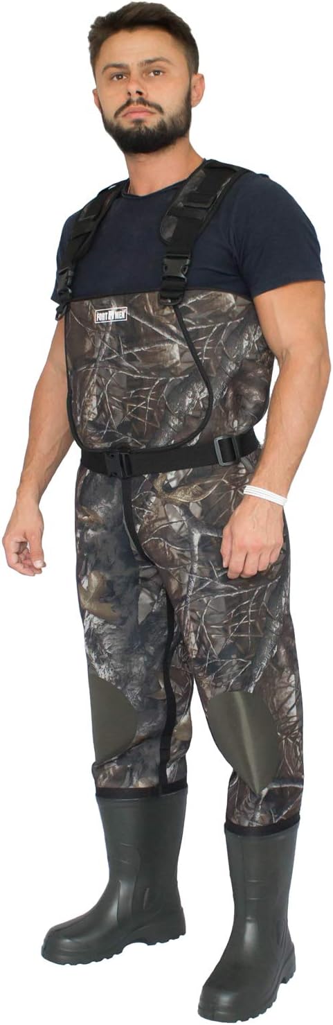 Wathose Neopren 5mm Herren Anglerhose mit Eva Stiefel Gr 41-47 wasserdichte Watthosen Fischer Teich