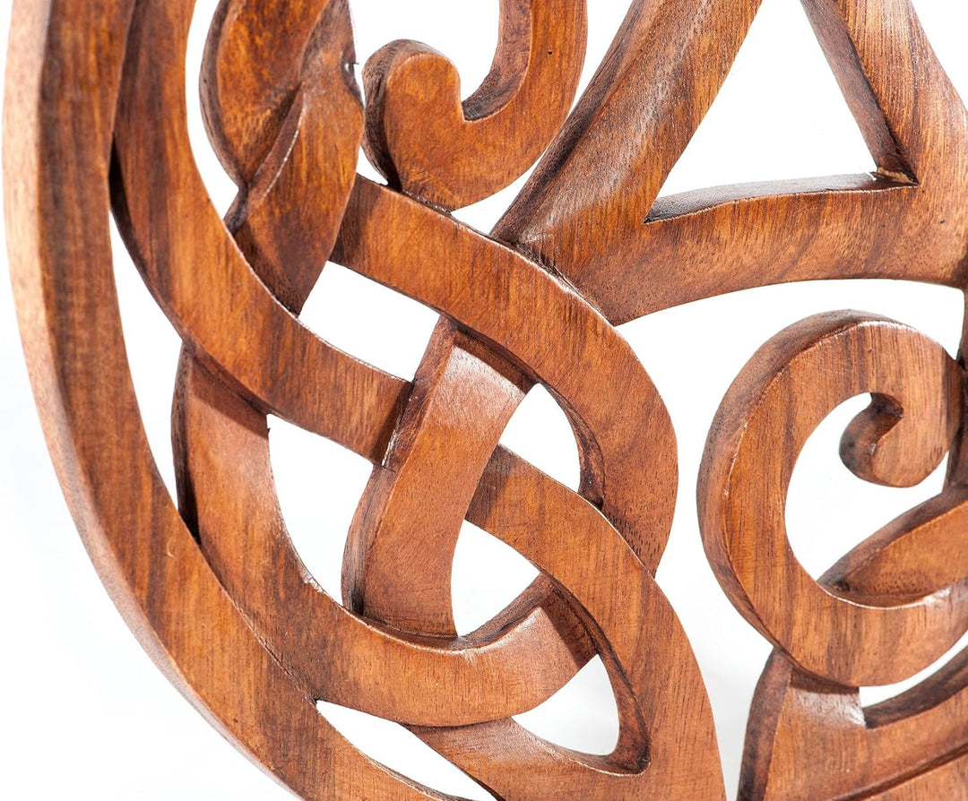 Windalf Grosses Celtic Wandbild Alesia Ø 29 cm Triskele Holzbild Wanddeko Handarbeit aus Holz
