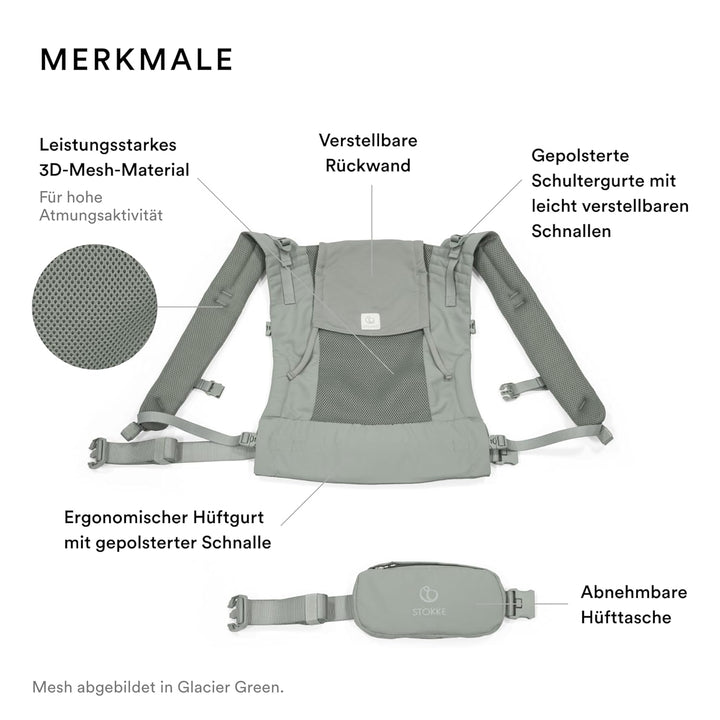 Stokke Limas Mesh, Anthrazit - Atmungsaktive Babytrage mit Hochleistungsstoffen - Sicher für Babys v