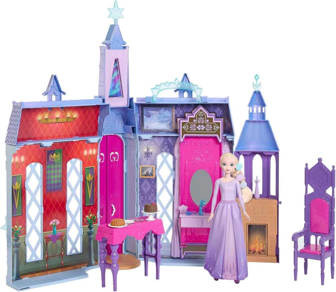 Mattel Disney Die Eiskönigin - Puppenhaus des Schlosses in Arendelle (60 cm+) mit Elsa-Puppe, 4 Spie