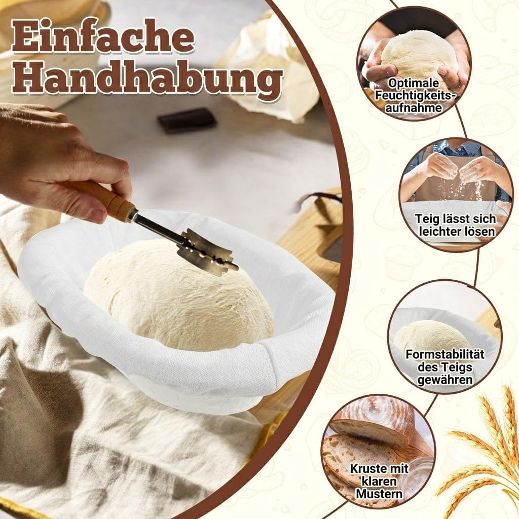 2er-Set Brotgärkörbe ovale 27cm Brotkorb zum Backen | Antihaftbeschichtete Sauerteig-Gärkörbe mit De
