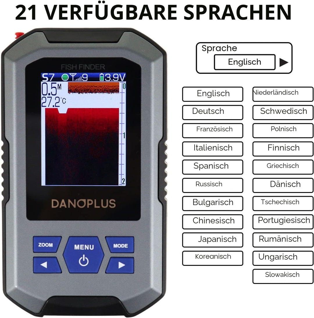 Kabelloser Fischfinder Tragbarer Fischfinder Sonar-Sensor 45 m Tiefenerkennung Wiederaufladbare Tief