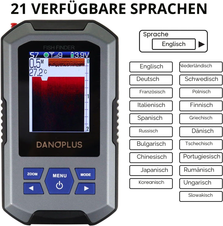 Kabelloser Fischfinder Tragbarer Fischfinder Sonar-Sensor 45 m Tiefenerkennung Wiederaufladbare Tief