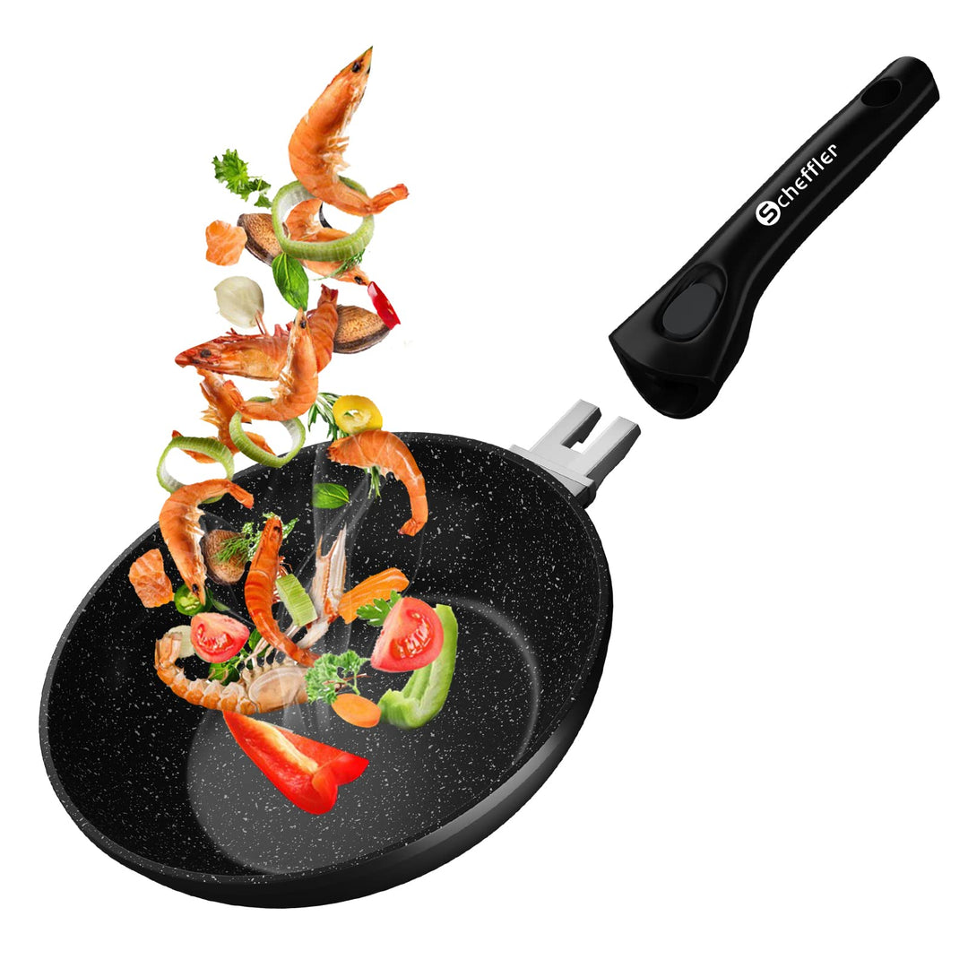 Scheffler Pfanne, Abnehmbarer Griff Pfanne 20cm Bratpfanne, Beschichtete Pfanne, Pfanne Induktion mi