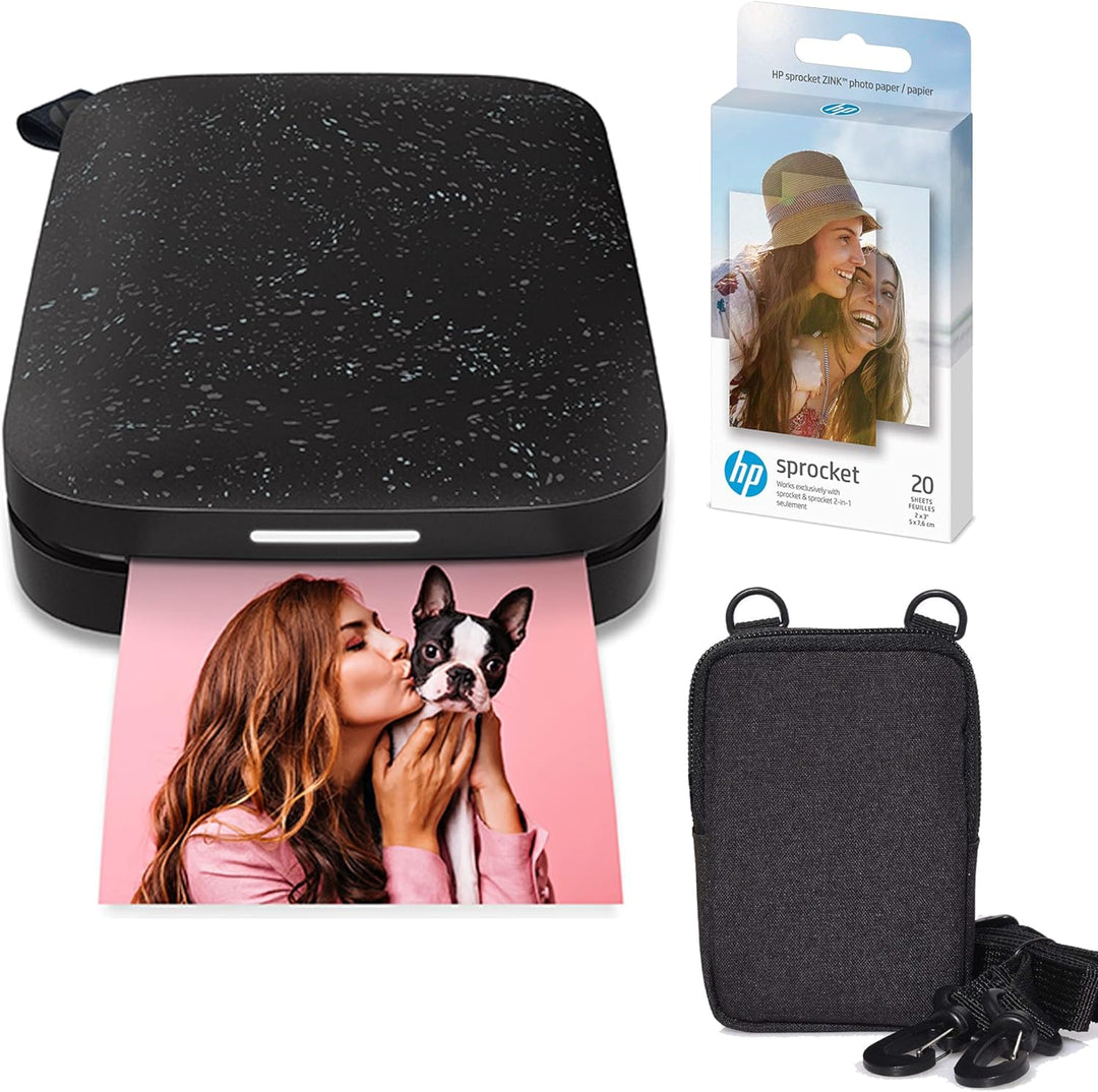 HP Sprocket Portable 2x3 Zoll Sofortbilddrucker (Schwarz) Zink-Papierbündel, Schwarz