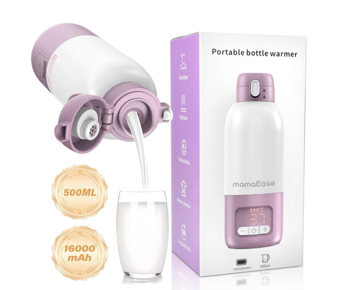 Tragbarer Baby Flaschenwärmer für Unterwegs | Pasteurisier-Funktion + 500ml Kapazität + 16000mAh-Akk