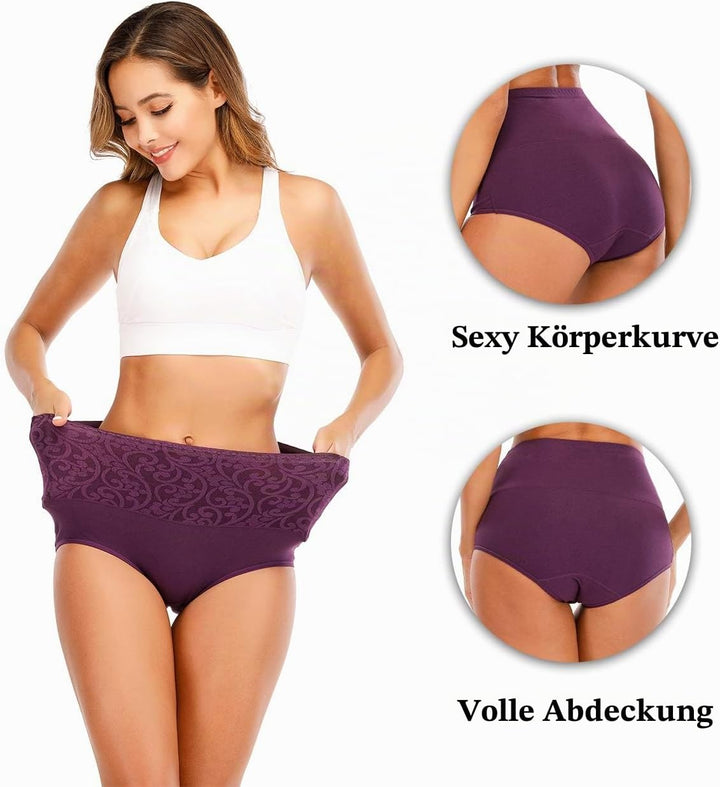 Senllori Damen Unterwäsche, hohe Taille, Baumwolle, Bauchkontrolle, weiche volle Abdeckung Multipack