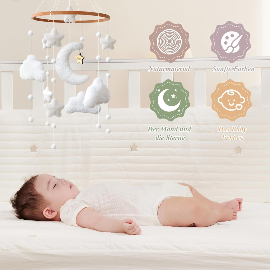 Mobile Baby – Stern Mond Baby Mobile für Bett, Babybett Mobile Baby Windspiele, Kinderzimmer Babyzim