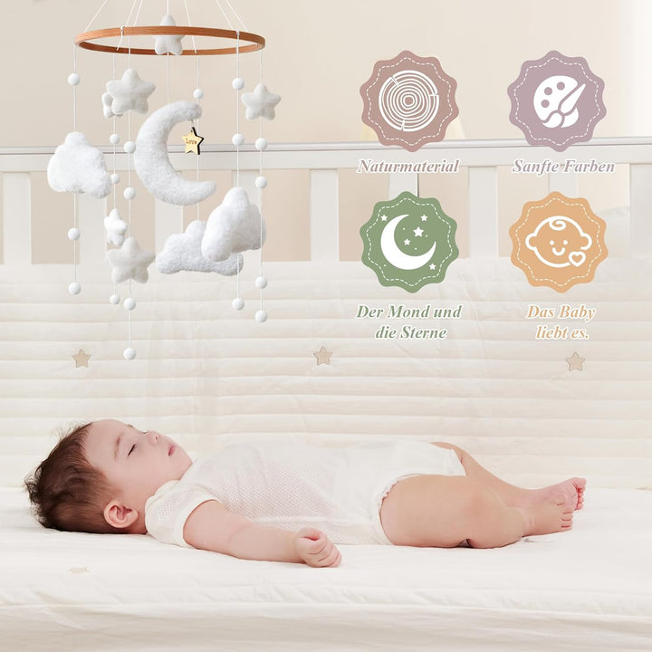 Mobile Baby – Stern Mond Baby Mobile für Bett, Babybett Mobile Baby Windspiele, Kinderzimmer Babyzim