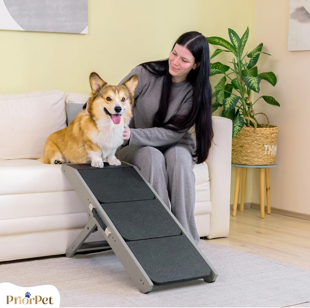 Hundetreppe für Bett & Sofa 2-in-1 Rampe, Höhenverstellbar 18-50 cm für Couch, leicht zu bewegen, Ha