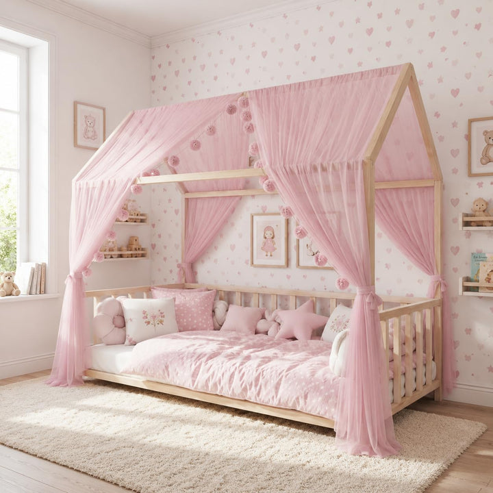 Baby Fancyroom Hausbett Himmel Betthimmel für Kinderbett Kinderzimmer Baldachin Bettvorhang Betthimm