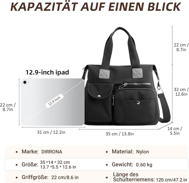 DIRRONA Elegant Damen Umhängetasche Gross Kapazität Handtasche Casual Reise Schultertasche Multi Tas