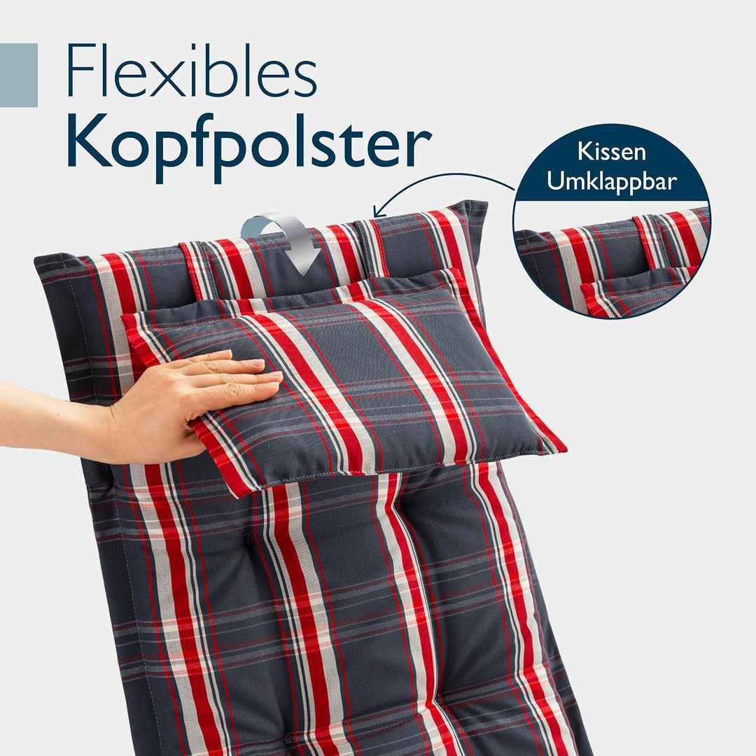 Beautissu 5er Set Gartenstuhlauflagen Hochlehner Auflagen 120x50 cm – 7cm Polster Sitzauflagen Garte