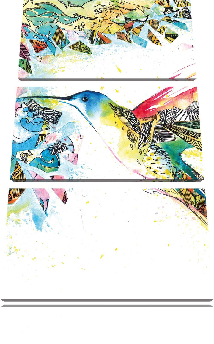 Pixxprint Kolibri Kunst als Leinwandbild/Grösse: 3 Teilig (120x80) cm/Wandbild/Kunstdruck/fertig bes