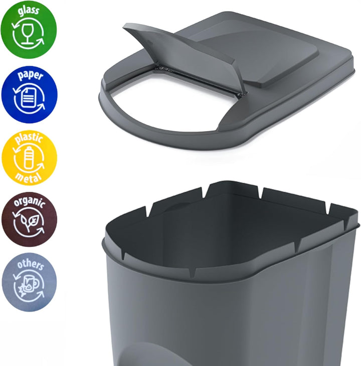 Prosperplast Sortibox 3x20L Mülleimer Mülltrennsystem Abfalleimer Behälter (Grau) grau 3x25 Litros,