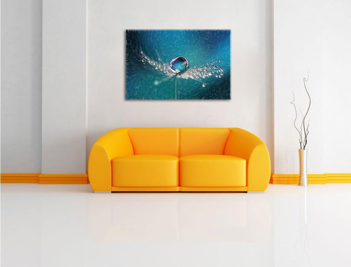 Pixxprint Wassertropfen auf Einer Pusteblume als Leinwandbild/Grösse: 100x70 cm/Wandbild/Kunstdruck/