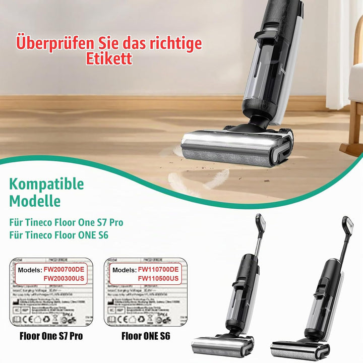 Walzenbürste Zubehör für Tineco Floor One S7 Pro /S6 Staubsauger-Ersatzteile(Version 1), 2 Bürstenro