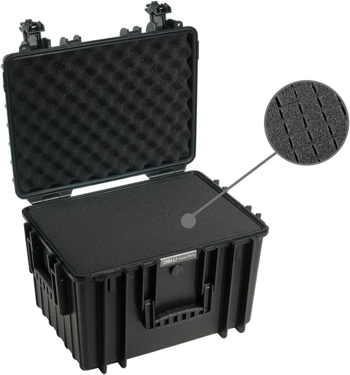 B&W Transportkoffer Outdoor - Typ 5500 Schwarz - mit Würfelschaum - wasserdicht nach IP67 Zertifizie