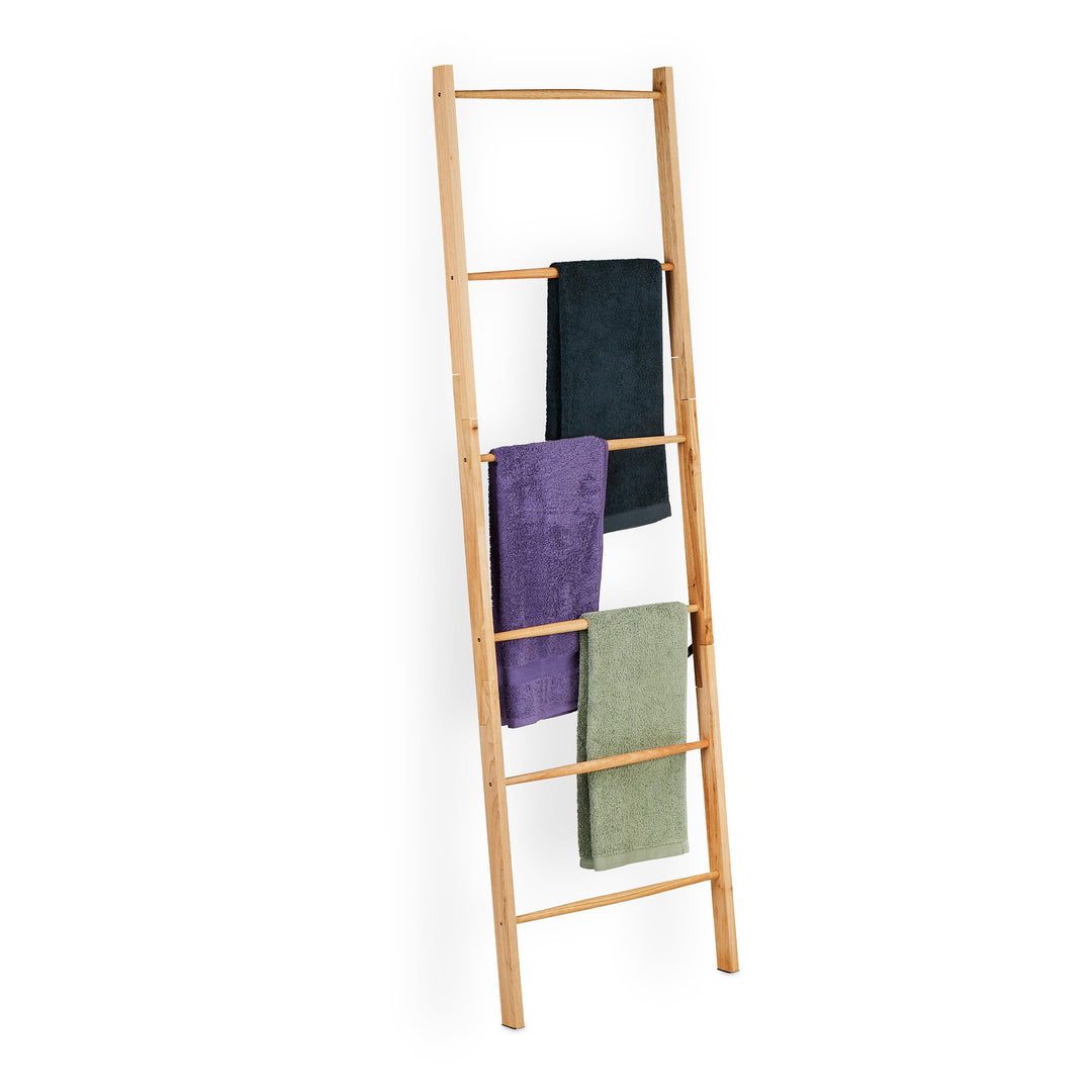 Relaxdays Handtuchleiter Holz, 6 Sprossen, Wäscheleiter Handtücher & Kleidung, HxB 170 x 55 cm, Bade