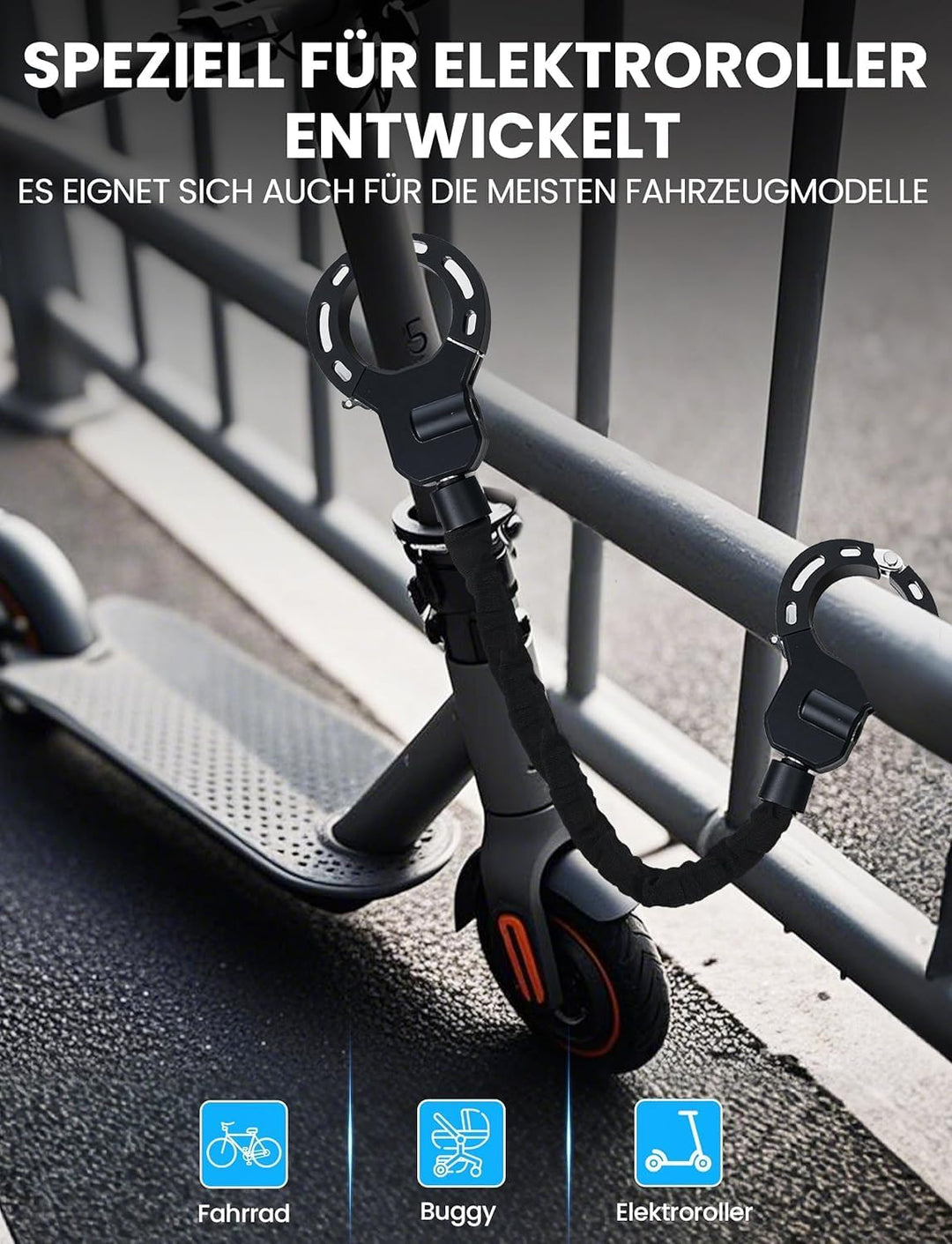 Handschellenschloss Stahl gehärtet – Diebstahlsicherung für E-Scooter, Fahrrad & Roller – kompakt, S