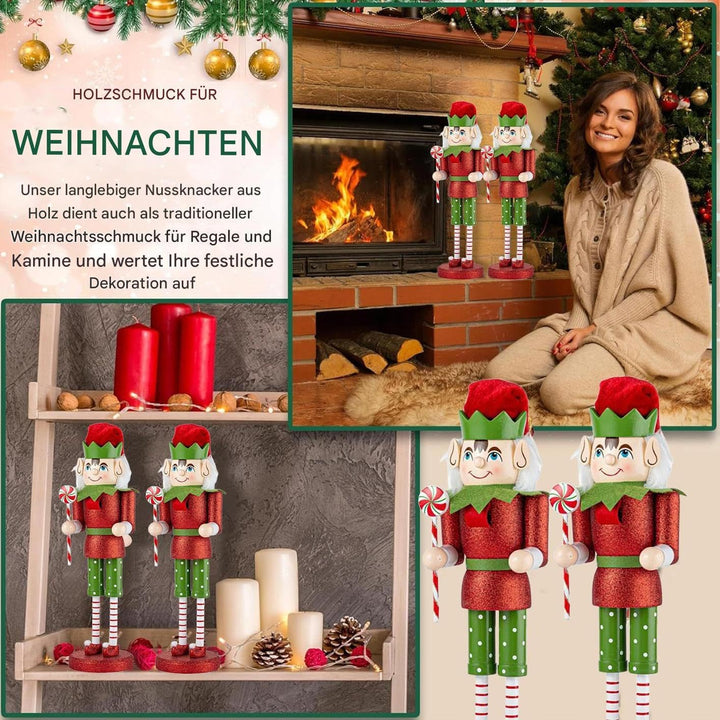 Weihnachtsdekoration Nussknacker,Nussknacker Figur - 38 cm Festlicher Tischdekoration Für Kamin Wohn
