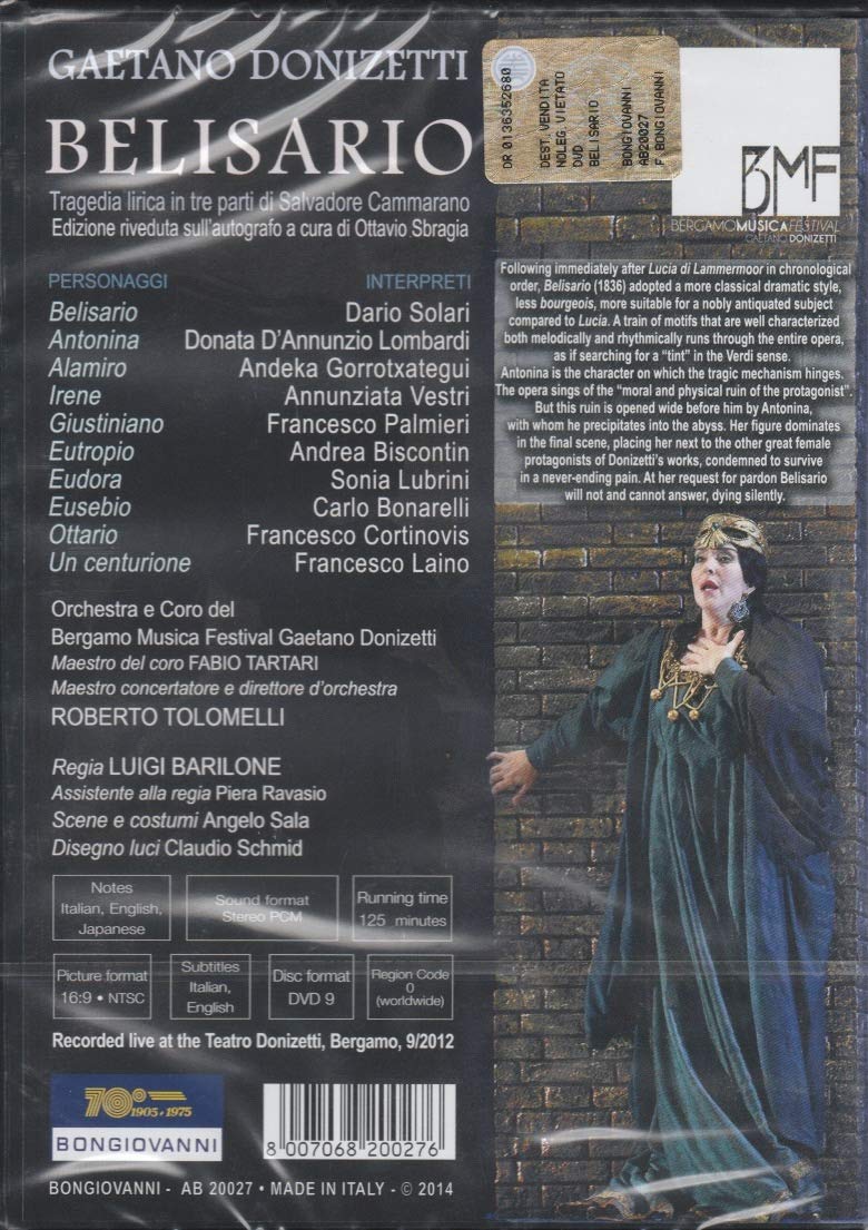 Donizetti: Belisario (All-regions DVD), DVD