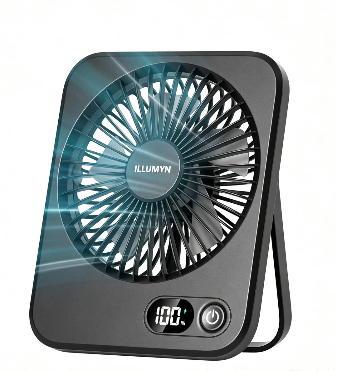 4000mAh Akku Tischventilator, bis zu 10 Stunden Laufzeit, leiser USB-Ventilator mit LCD-Display, 5 S