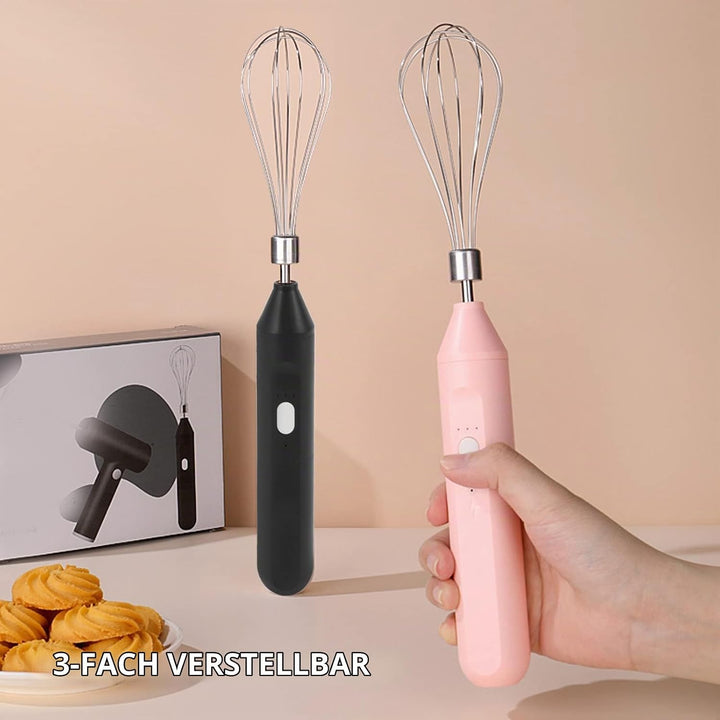 Elektrischer Schneebesen, Kabelloser Handmixer 3 Geschwindigkeiten Zum Backen zu Hause (Schwarz)