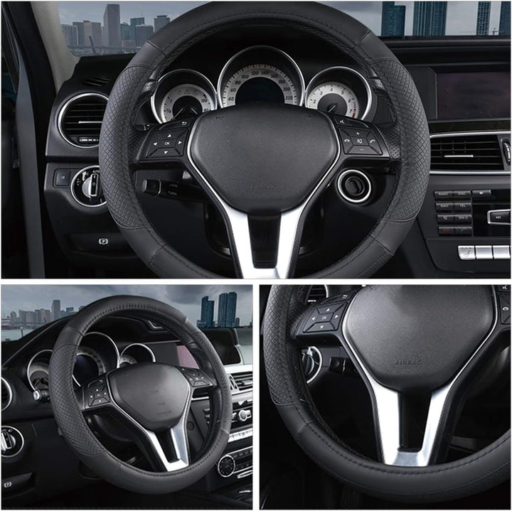 Ergocar Sport D-Form Auto Lenkradbezug Rutschfester Auto Lenkradschutz Mikrofaser PU Leder für Durch