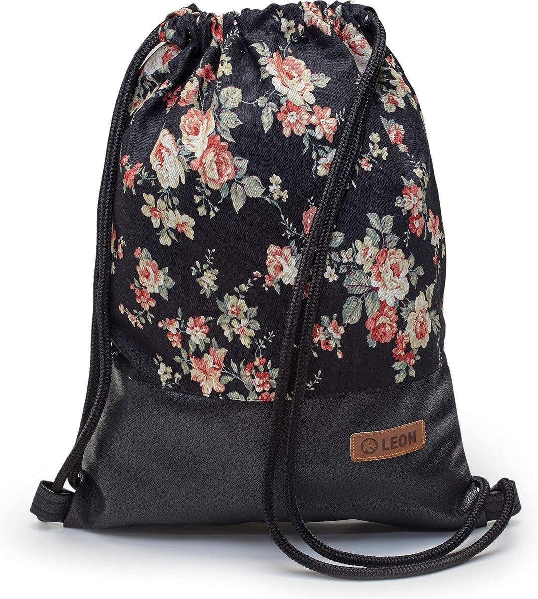 Leon grosser Premium Turnbeutel mit Innentaschen Rucksack Tasche Damen Herren Teenager Gym Bag Draw