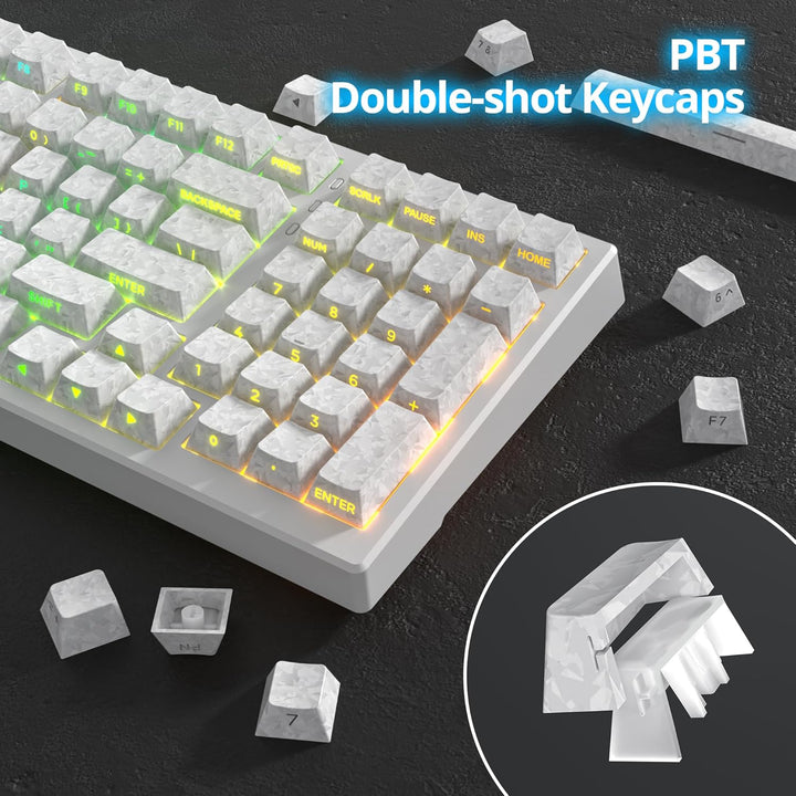 SOLIDEE PBT Double Shot Keycaps Set,Carbon Fiber Forged Textur,Cherry Profil Tastenkappen,141 Tasten