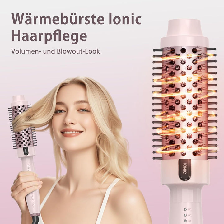 Thermal Brush, Thermobürste Negativ-Ionen, Elektrische Rundbürste mit 5 Temperaturstufen, Stylingbür