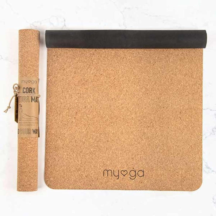 Myga Kork Yogamatte | Rutschfest & Leicht zu tragen – Extra Dünn 2 mm | Ideal für Yoga, Pilates, Med