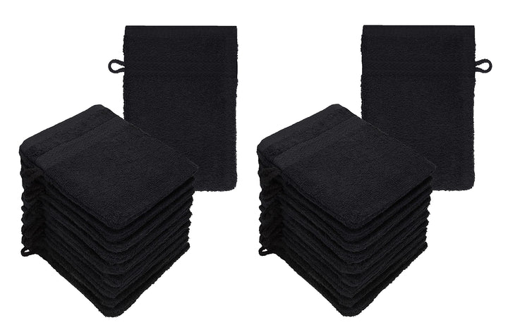 Betz 20 Stück Waschhandschuhe Waschlappen Premium Grösse 16x21 cm 100% Baumwolle Farbe schwarz, Schw
