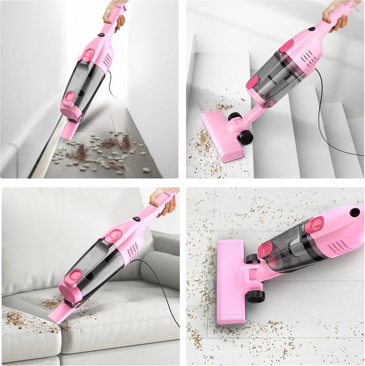 Staubsauger mit Kabel, Kabelgebundener Staubsauger ohne Beutel 20Kpa 600W Pink, Pink