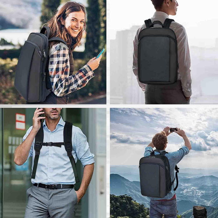 ZINZ Schlanker und Erweiterbarer 15" 15,6" 16" Laptop Rucksack, Diebstahlschutz, Business Reise Note