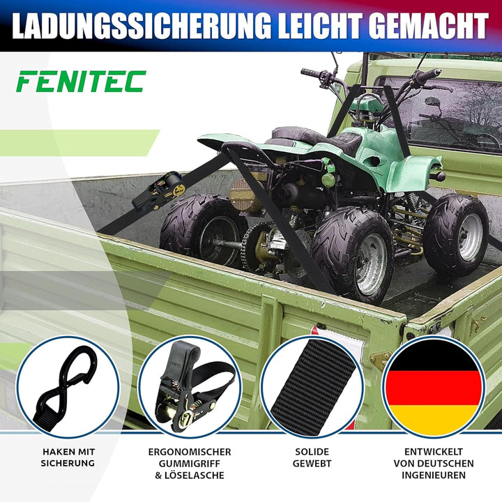 Spanngurte mit Ratsche und Haken 2000 KG Bruchlast 1000 KG Tragkraft -12-TLG. 5m 25mm - EN12195-2 Zu