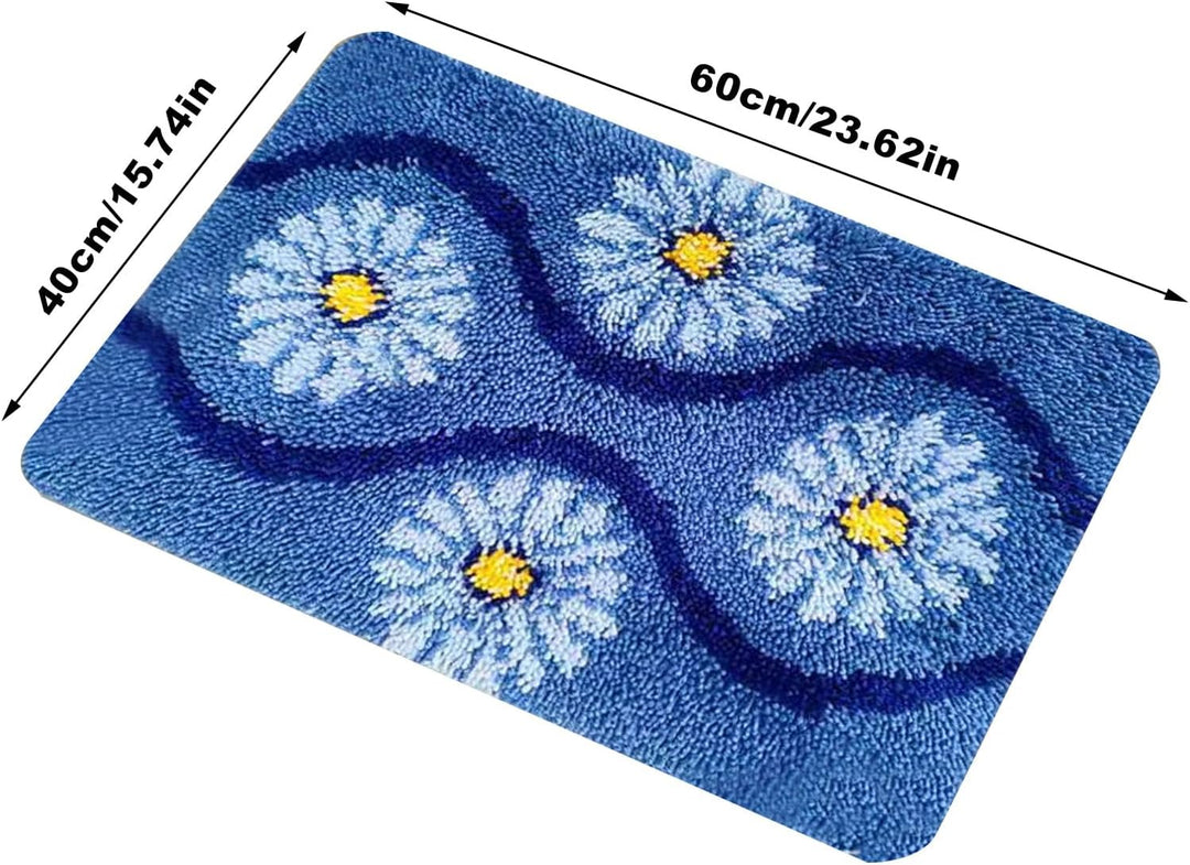 kingsea DIY Knüpfsets Kreuzstich Teppich Set, 60x40cm Teppich Selber Machen Set, Farbmusterdruck Git