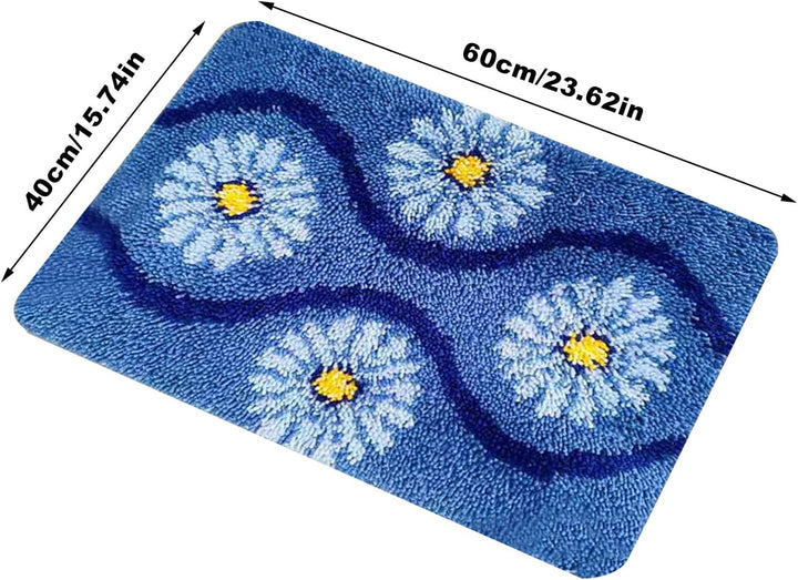 kingsea DIY Knüpfsets Kreuzstich Teppich Set, 60x40cm Teppich Selber Machen Set, Farbmusterdruck Git