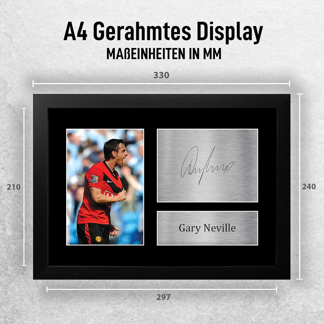 HWC Trading Gary Neville Gifts gedrucktes Autogramm für Fans und Fans, A4 gerahmt