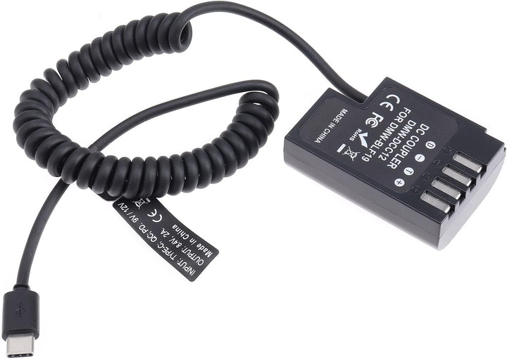 FOTGA USB-C Typ-C auf Decodierte DMW-BLF19 Dummy Akku DMW-DCC12 Koppler Netzteil Federkabel für Pana