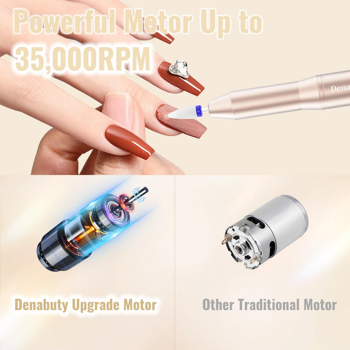 Nagelfräser Kabellos 35000 U/Min, Elektrische Nagelfeile 12 in 1 Fräser Nägel Professionell Nail Dri
