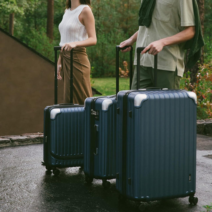 LEVEL8 Koffer Trolleys Handgepäck Hartschalenkoffer Rollkoffer Reisekoffer, TSA Blau Set 20/24/28, B